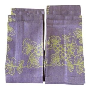 Williams Sonoma SET OF 8 Place Mats Grape Jacquard Linen 14" X 20"Burgundy NWOT